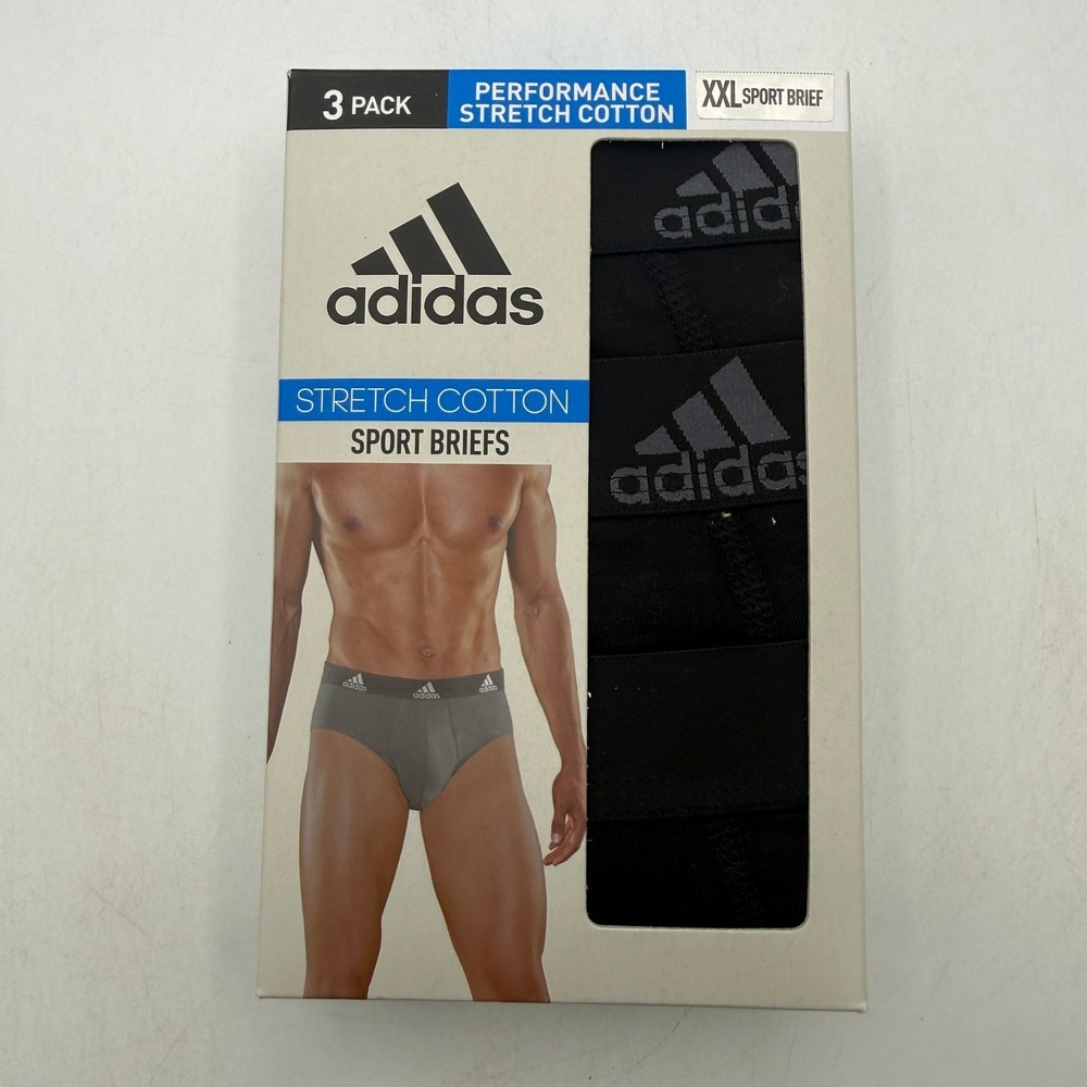 Adidas Sport Briefs Mens Size XXL Black Onix Grey Performance 3-Pack IR0837